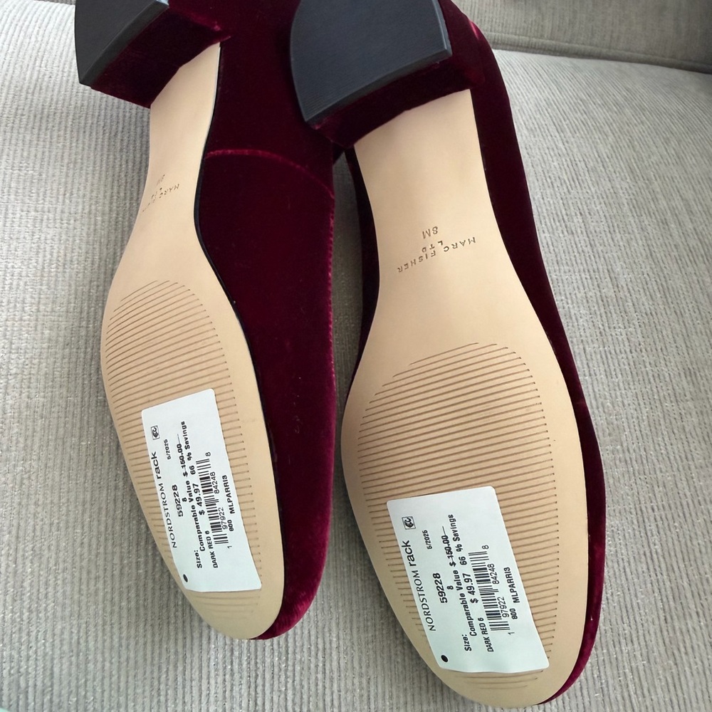 Marc Fisher Burgundy Velvet Ankle-Strap Heels - Picture 2 of 2